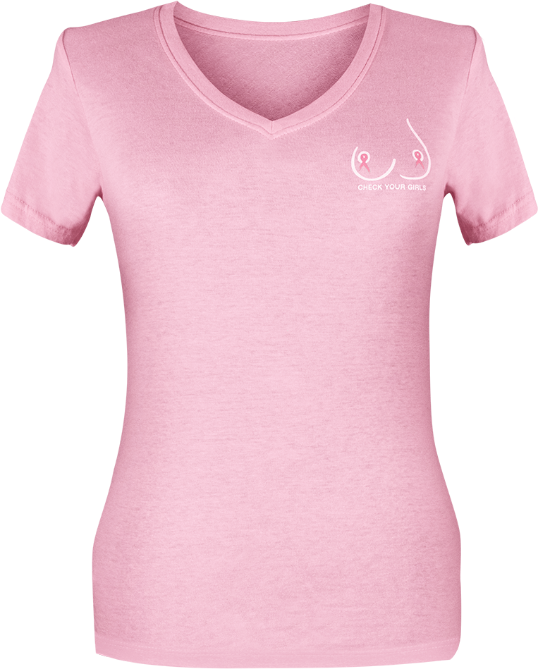 7 Pink V Neck Front - Pink V Neck Shirt Png (1000x1000), Png Download