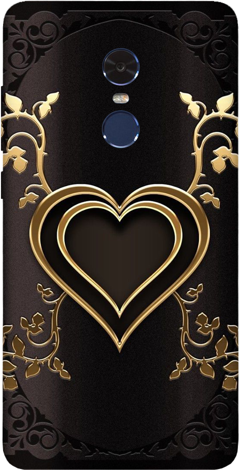 Double Golden Heart Printed Case Cover For Redmi Note - Wallpaper (1000x1000), Png Download