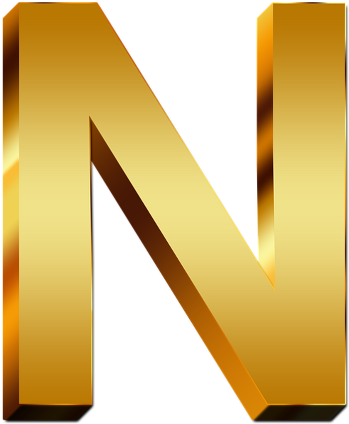 Golden Letter N Png (1024x1024), Png Download