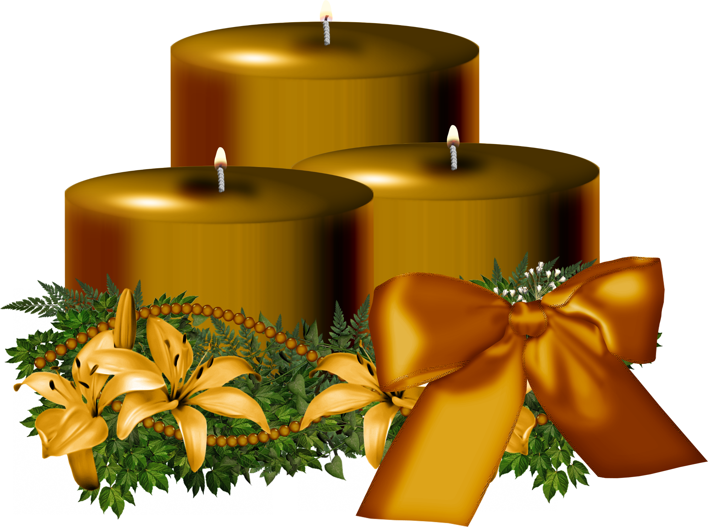 Golden Christmas Candle Png Image - Christmas Candle Png (2335x1739), Png Download