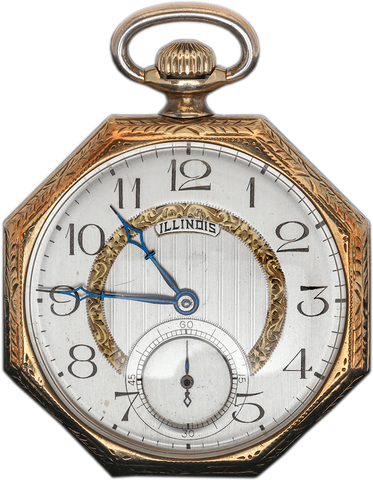 1917 Illinois 14k Gold Pocket Watch - Pocket Watch (1000x1000), Png Download