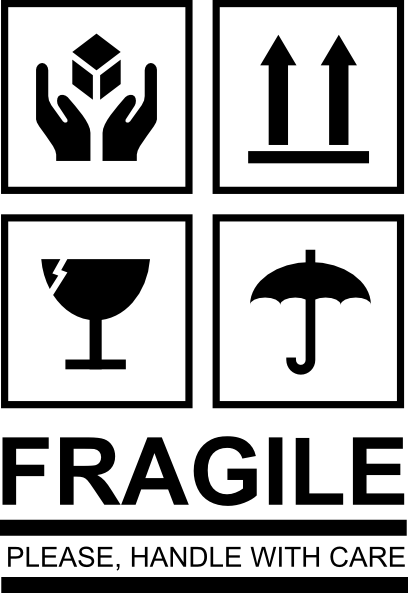 Fragile 2 Clip Art - Fragile Label Black And White (408x593), Png Download