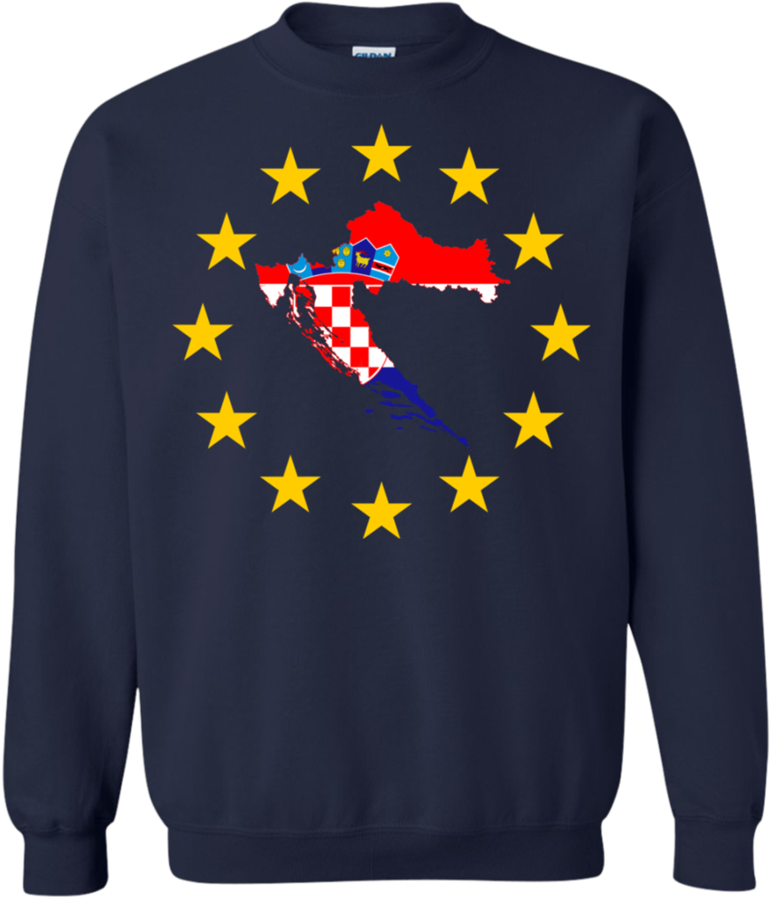 Croatia Map Inside European Union Eu Flag T-shirt - Shirt (1024x1024), Png Download