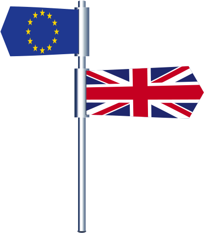 Eu And Uk Flags On A Pole Graphic - Union Jack Bag (414x491), Png Download