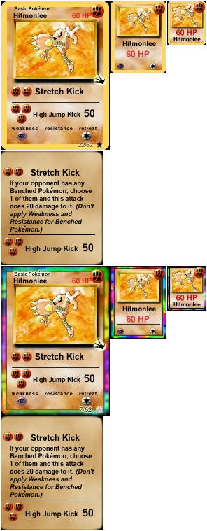 #106 Hitmonlee - Hitmonlee Pokemon Card Fossil Set 22/62 Rare (296x759), Png Download