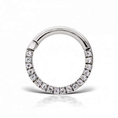 14g 3/8" Cubic Zirconia Horizontal Eternity Clicker - Bangle (376x490), Png Download
