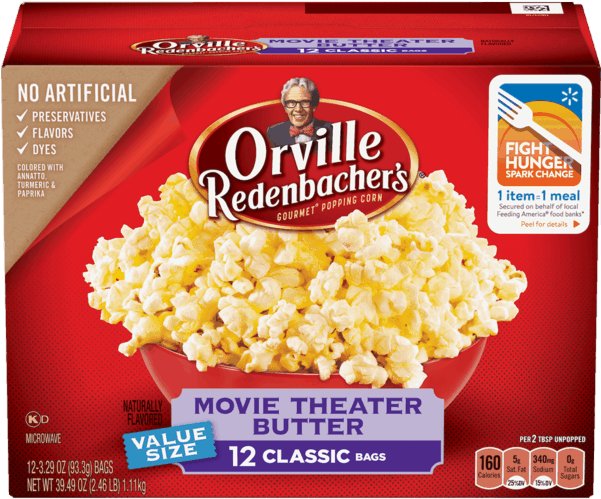 75 For Orville Redenbacher's® Microwaveable Popping - Orville Redenbacher Butter Popcorn Nutrition (600x600), Png Download