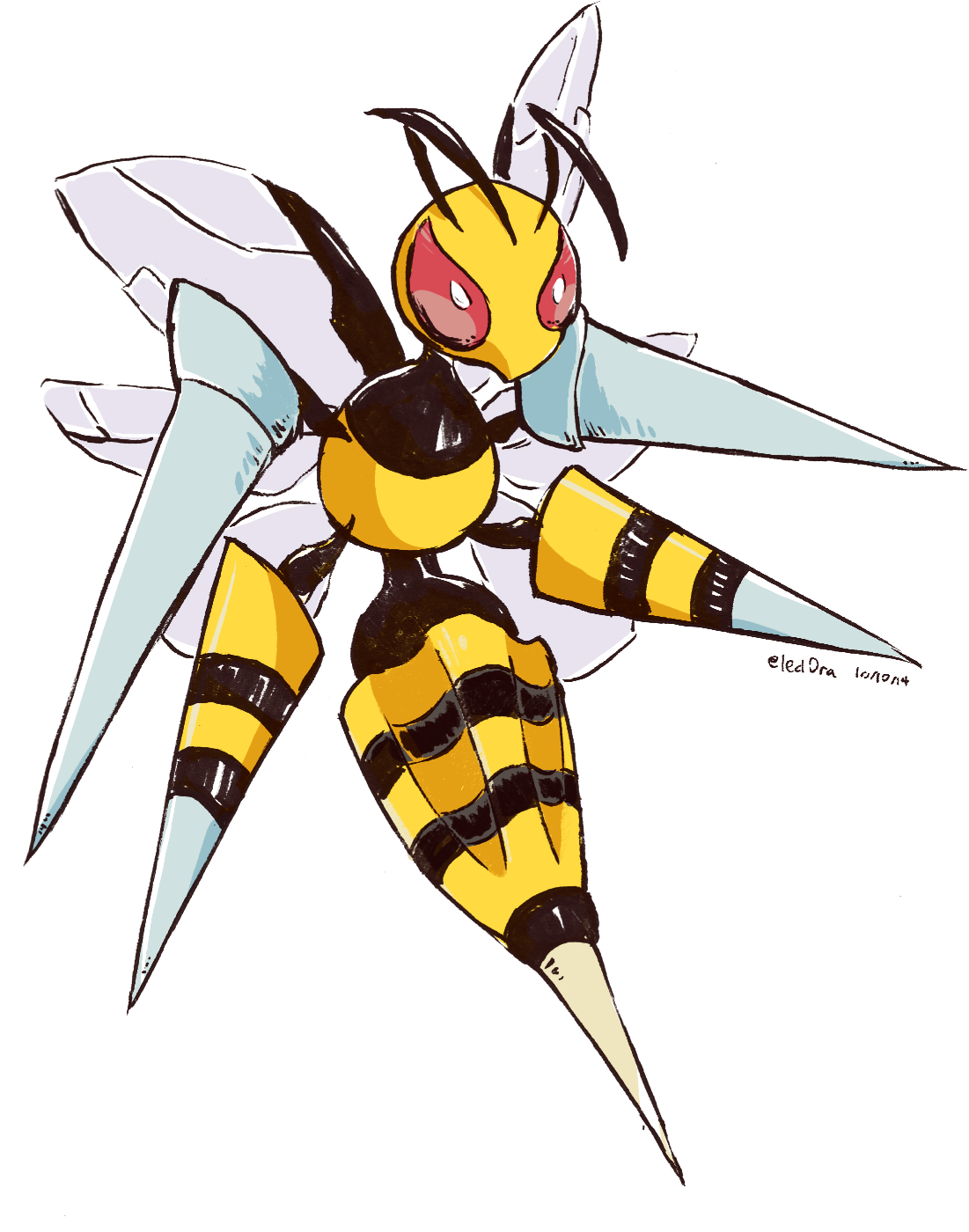 Mega Beedrill - Cartoon (1149x1434), Png Download