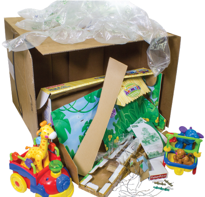 A Box Of Fisher-price Toys In Standard Wrapping Meant - Playset (540x405), Png Download