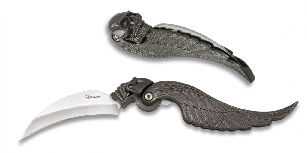 Death Wing Skull Lock Knife - Knife (1024x513), Png Download