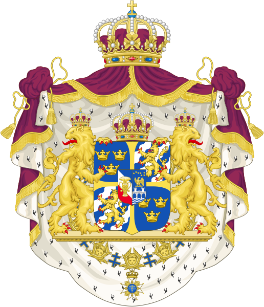 Coat Of Arms Of Sweden - Coat Of Arms Two Lions (516x600), Png Download