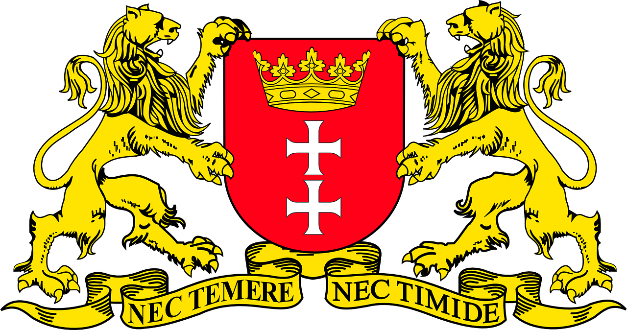Coat Of Arms,crest,helmet - Gdansk Coat Of Arms (1280x674), Png Download