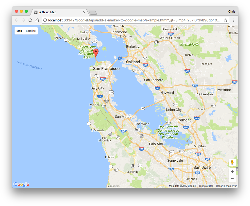 Map With A Marker On The Golden Gate Bridge - San Jose (1030x847), Png Download