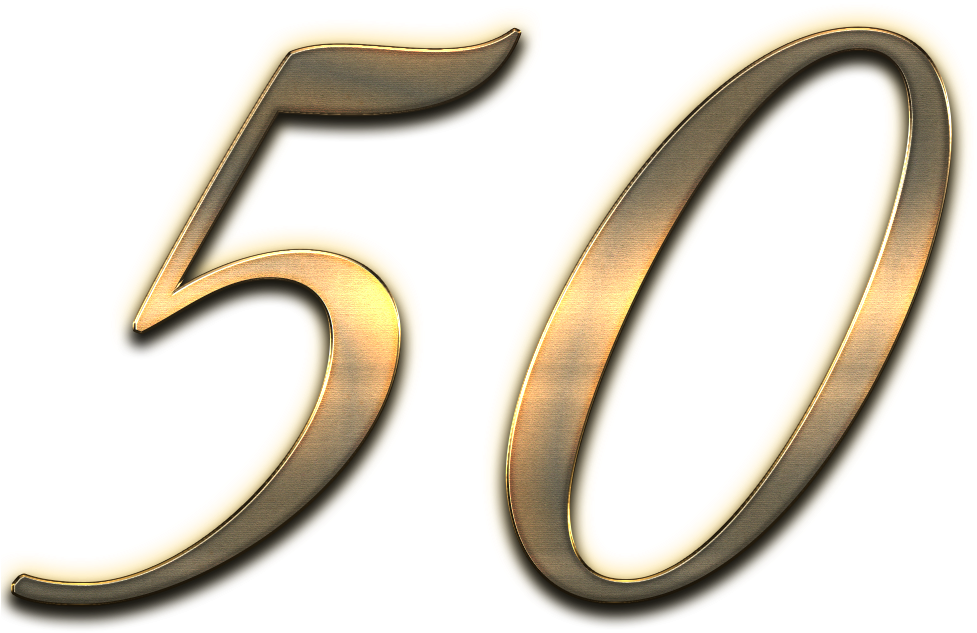50 Number Soft Shadow Png - 50 Gold Number Png (1016x678), Png Download