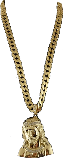 Share This Image - Hip Hop Chain Jesus Piece Gold Finish 33" Necklace (241x600), Png Download