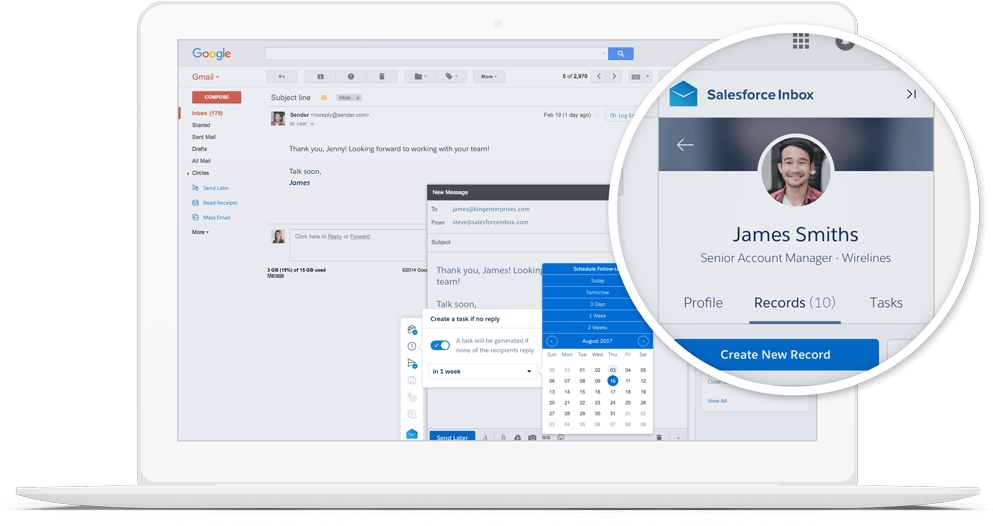 Bring The Power Of Crm To Your Gmail And Google Calendar - Salesforce G Suite (1040x550), Png Download