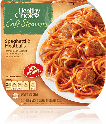 Healthy Choice Cafe Steamers Spaghetti And Meatballs (500x500), Png Download