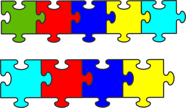 Border Puzzle Piece Clip Art At Clker - Line Of Puzzle Pieces (600x349), Png Download