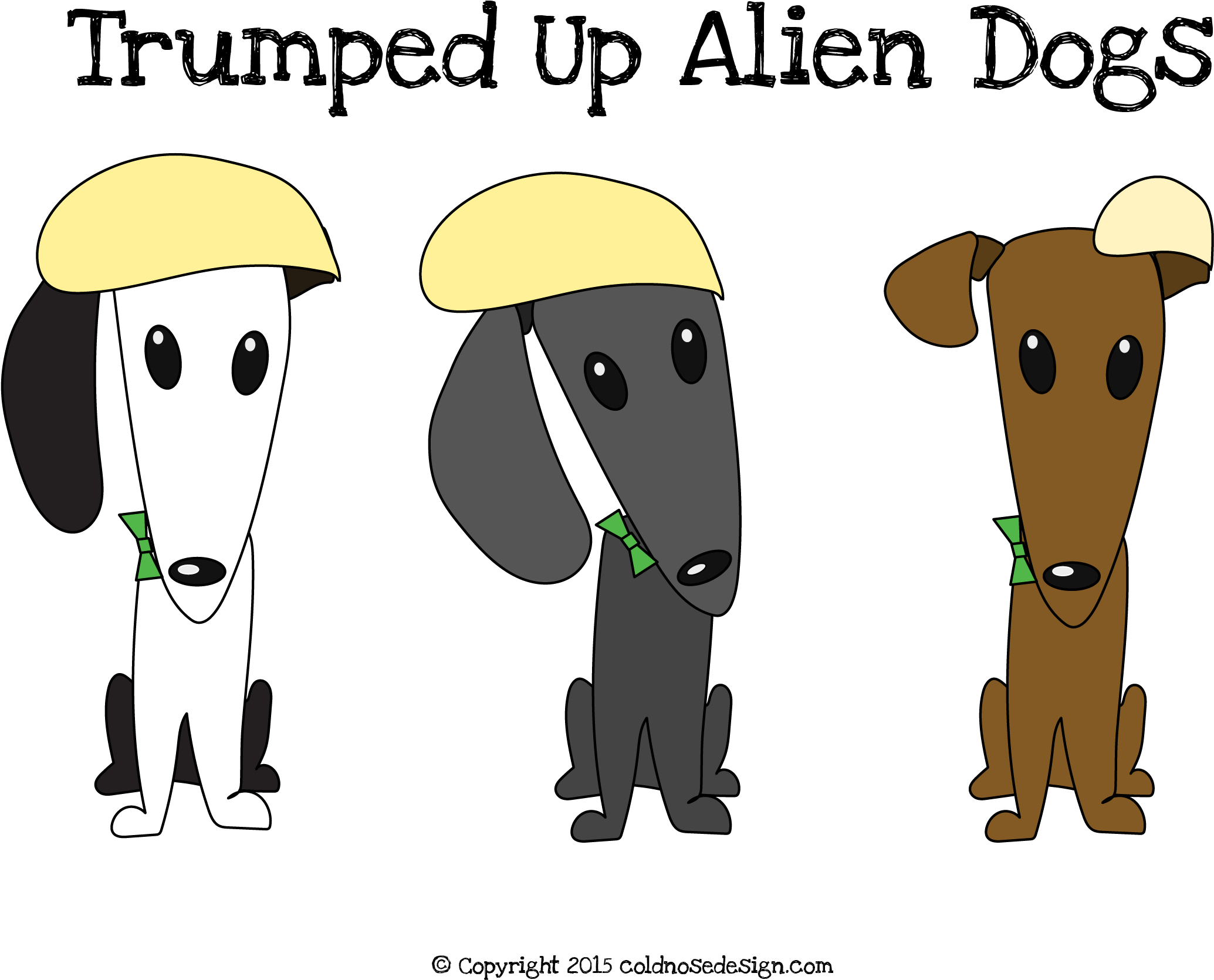 Alien Dogs With Donald Trump Hair - Holidays With The Aliens Note Cards (2300x1939), Png Download