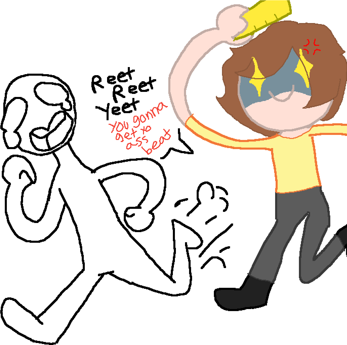 Reet Reet Yeet Yeet You Gonna Get Yo Ass Beat - Cartoon (1400x1400), Png Download
