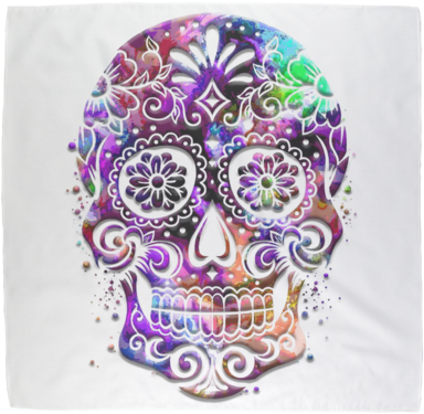 Series 1 Skull 5 ﻿sublimation Bandana - Decho Skull Halloween All Hallows' Eve Linen Cushion (480x480), Png Download