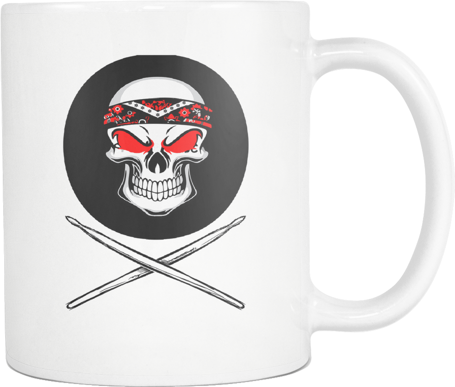 Skull And Drumsticks - Mug (1024x1024), Png Download