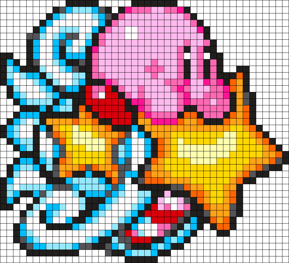 Kirby Star Rider Perler Bead Pattern / Bead Sprite - Kirby Super Star Starship (925x841), Png Download