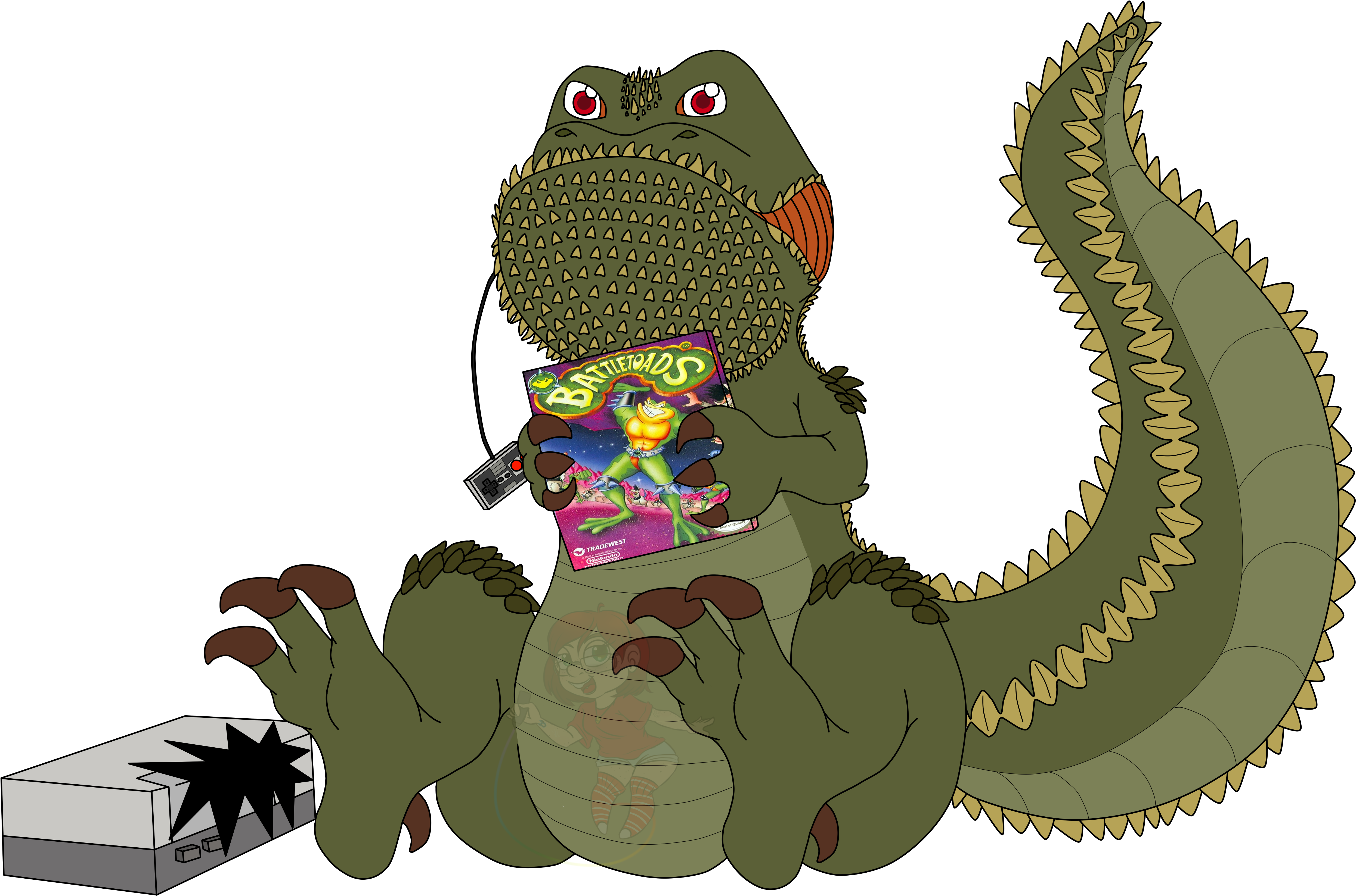 Art Fan Art Drew A Chibi Deviljho Playing Battletoads (5000x3457), Png Download