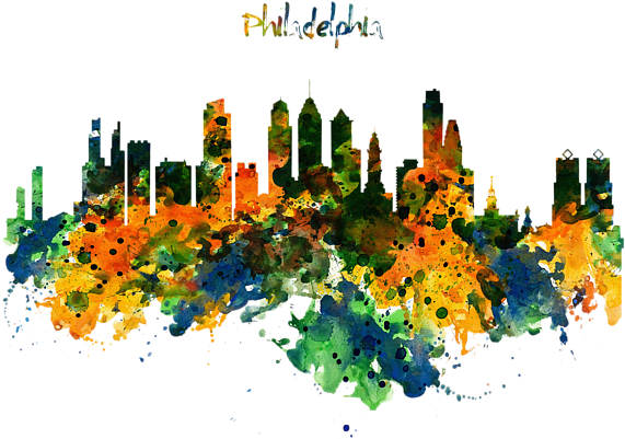 Philadelphia Watercolor Skyline - Deer Life By Ron Sexsmith (600x471), Png Download