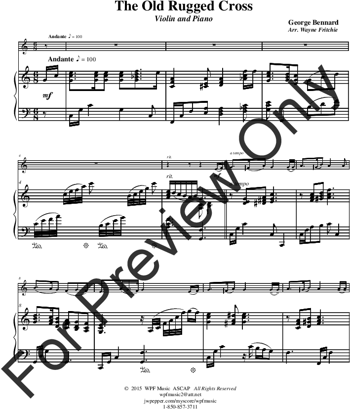 The Old Rugged Cross Thumbnail - Sheet Music (816x1056), Png Download