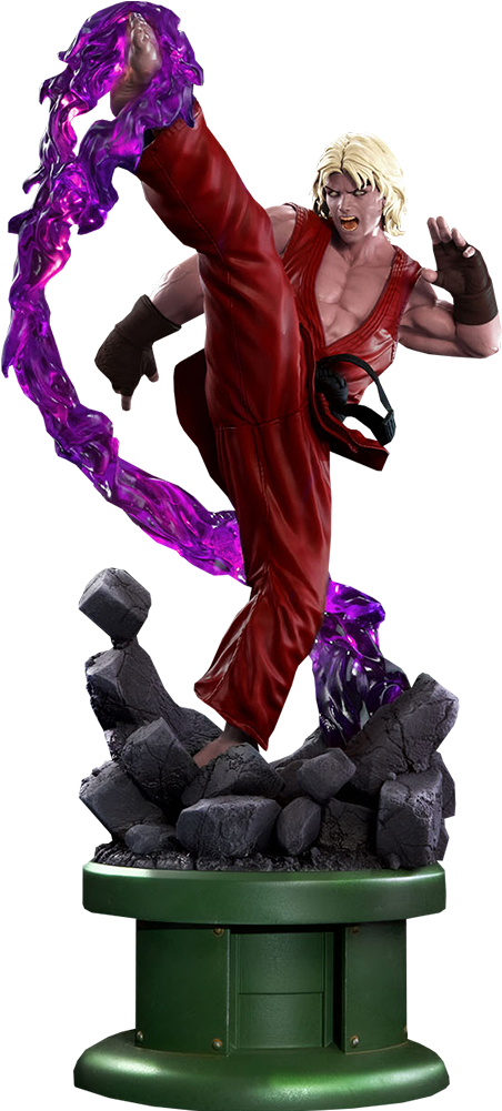 Ken Masters Violent Ken With Dragon Flame Statue - Ken Street Fighter (480x1000), Png Download