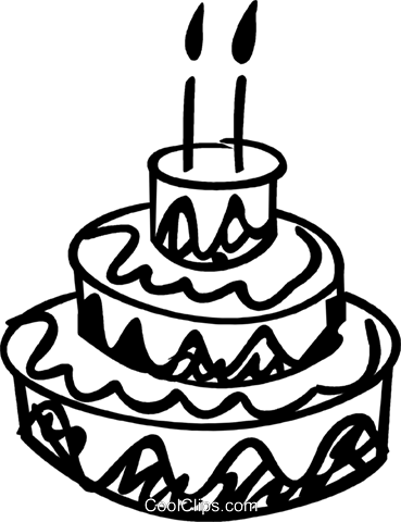 Birthday Cakes Royalty Free Vector Clip Art Illustration - Bolo Clipart Png Preta E Branca (369x480), Png Download