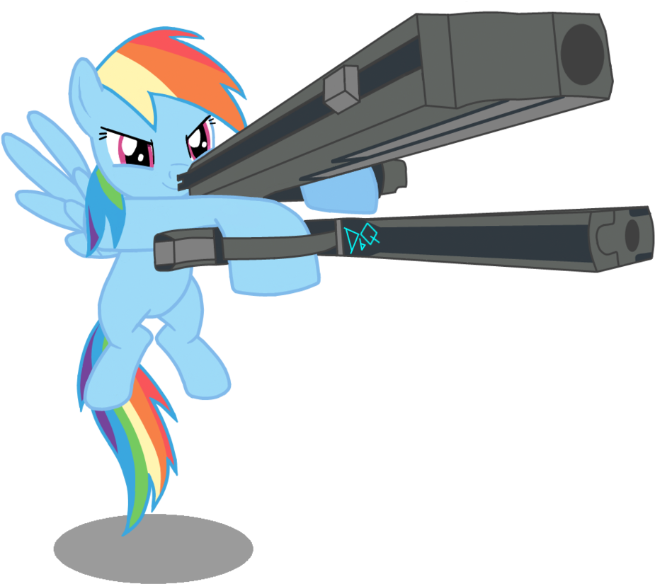 Uploaded - Rainbow Dash With Gun (953x838), Png Download