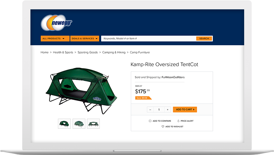 Newegg Inventory Management Software For Ecommerce - Kamp-rite Ctc Xl King Single Camping Tent Cot (1080x607), Png Download