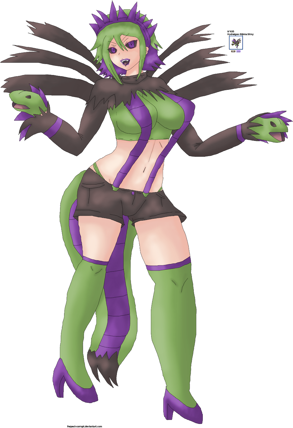 Hydreigon Gijinka Shiny - Hydreigon Gijinka (1066x1600), Png Download