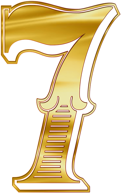 Number 7 Guilded Png - Number 7 Gold Png (905x1280), Png Download