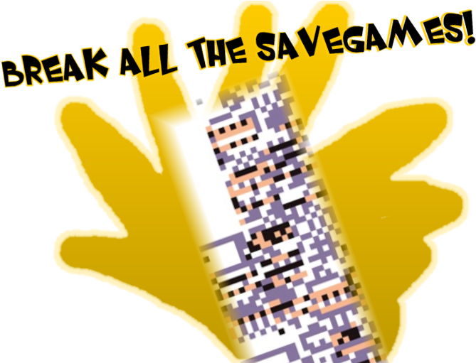 Break All The Savegames Yellow Text Font Product - Pokemon Missigno Canvas Clutch (680x510), Png Download