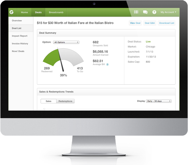 Groupon Merchant Dashboard (648x557), Png Download