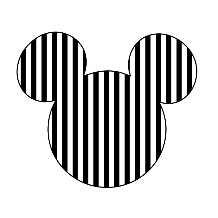 Cabeza Mickey Rayas Negras Blancas - Mini (700x700), Png Download