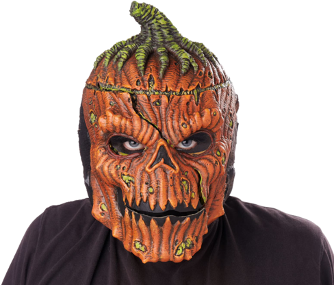 Ripper Face Pumpkin Mask Moving Mouth - Scary Pumpkin Halloween Costume (500x415), Png Download