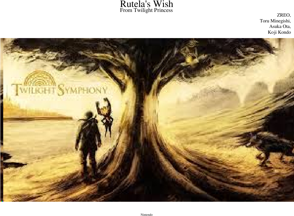 Rutela's Wish Sheet Music Composed By Zreo, Toru Minegishi, - Twilight Symphony (1100x850), Png Download