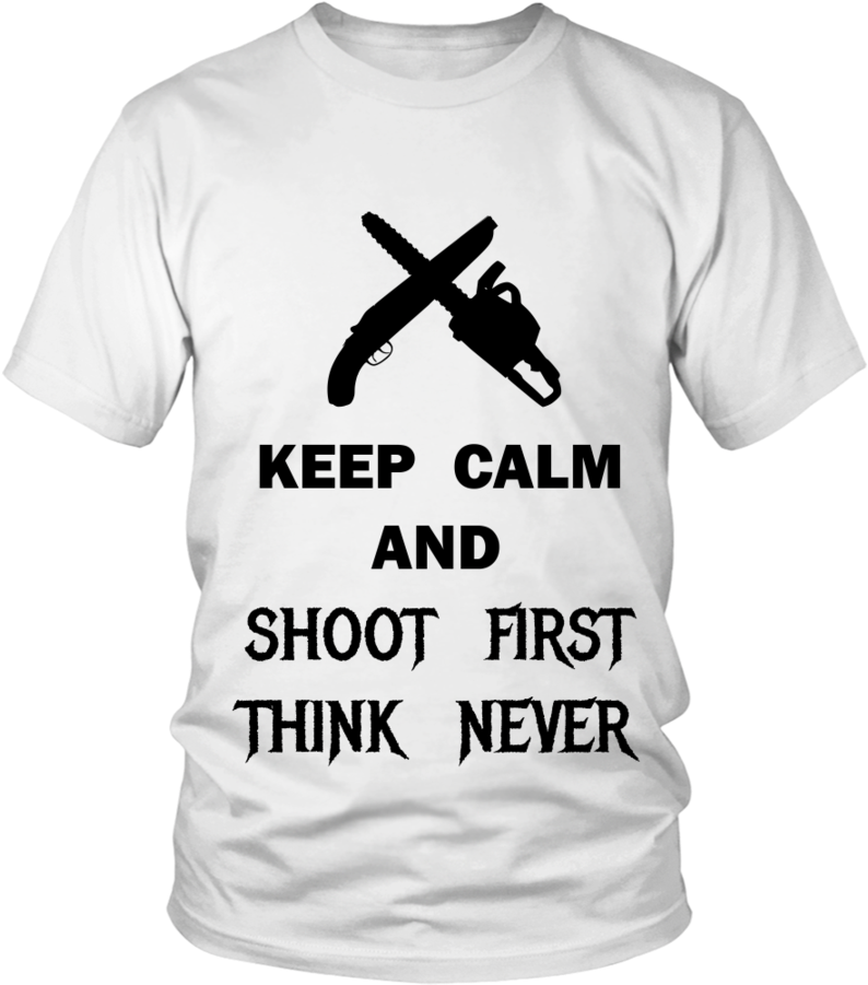 Shoot First Think Never Ash Williams - Peace Love & Pugs T Shirt (900x900), Png Download