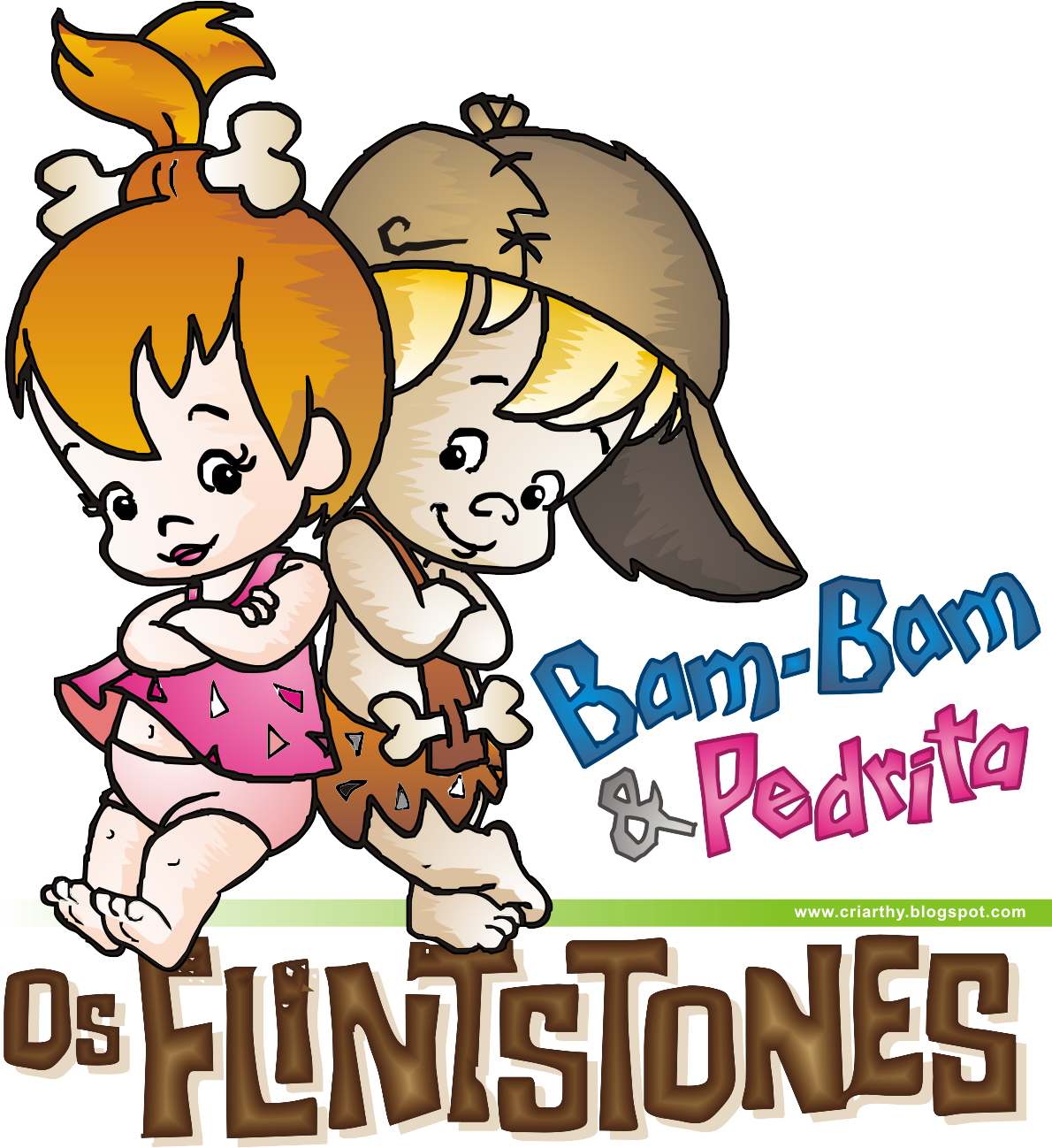Os Flintstones-bambam E Pedrita Em Png - Pedrita E Bambam Png (370x400), Png Download