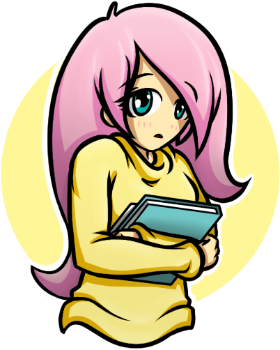 Evil Within Me, Book, Clothes, Fluttershy, Humanized, - Cartoon (540x540), Png Download