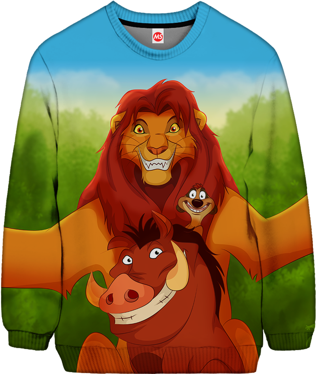 Hakuna Matata Sweatshirt - Lion King Selfie (652x767), Png Download