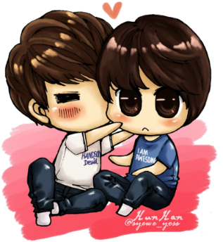 Luhan - Exo Hunhan Cartoon (351x360), Png Download