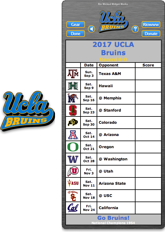 Free 2017 Ucla Bruins Football Schedule Widget - Florida Gators Football Schedule 2018 (550x760), Png Download