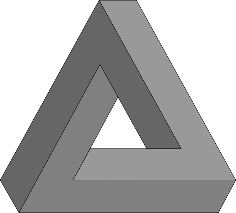 Geometry, Impossible Triangle, Optical Illusion - Optical Illusion Triangle Png (800x720), Png Download