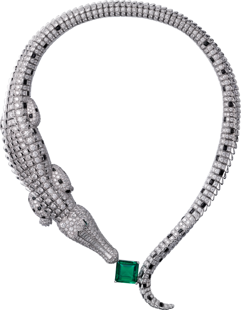 Collar Alta Joyeríaoro Blanco, Esmeraldas, Obsidianas, - Choker (797x1024), Png Download