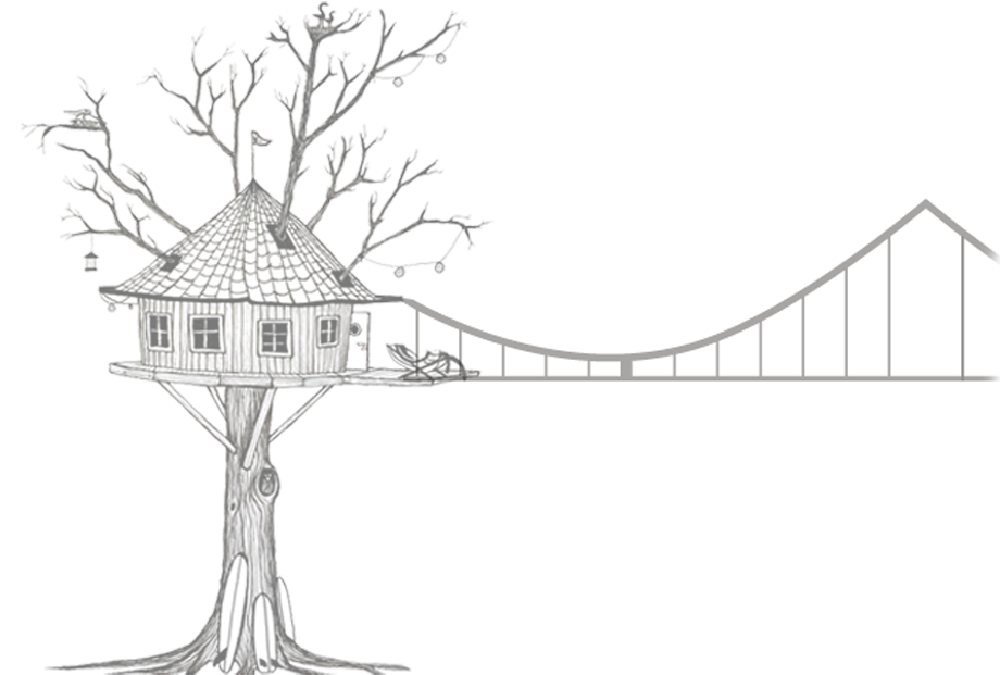 Our Specialities - Treehouse Black And White Clipart (919x636), Png Download